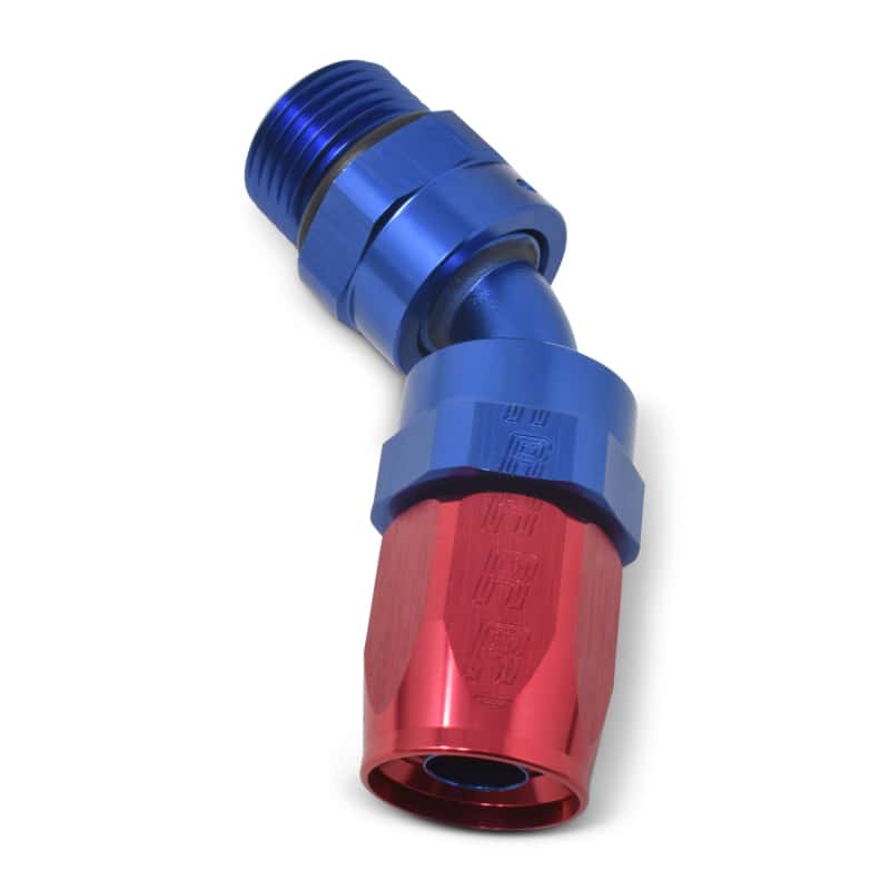 Russell — Russell Performance -10 AN Red/Blue 45 Degree Swivel Dry Sump Hose End (-8 Port 3/4in-16 Thread)
Hose Fitting - view 5