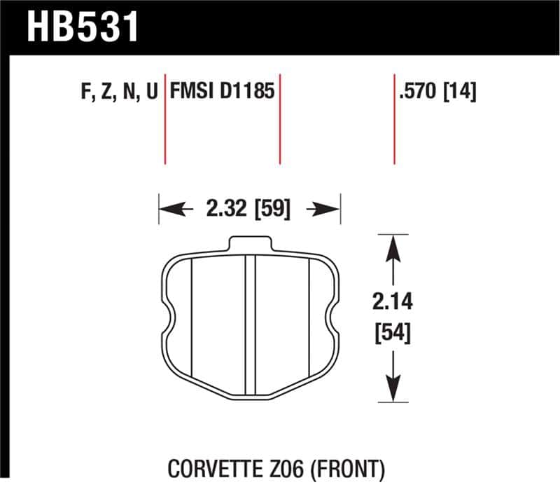 Hawk Performance — Hawk 06-10 Chevy Corvette (OEM Pad Design) Front HPS Sreet Brake Pads
Disc Brake Pad - view 1