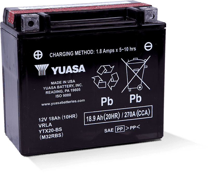 Yuasa Battery — Yuasa YTX20-BS Maintenance Free AGM 12-Volt Battery w/Bottle - view 2