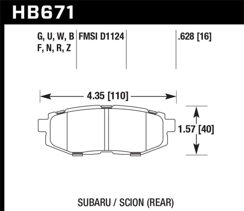 Hawk Performance — Hawk 13-16 Scion FR-S 2.0L Base OE Incl. Clips Shims Rear ER-1 Brake Pads
Disc Brake Pad - view 1