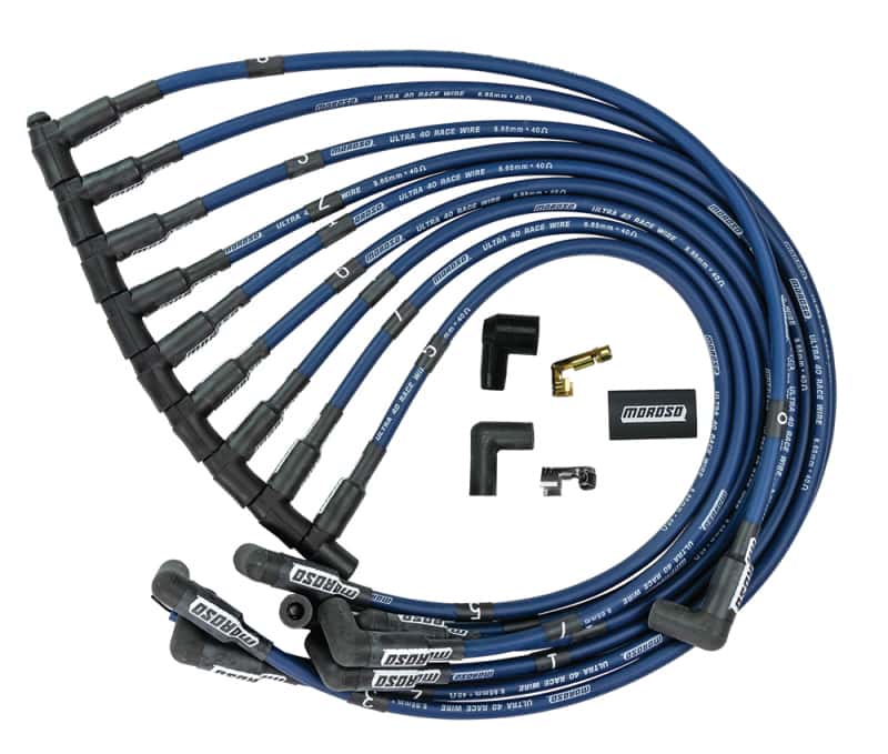 Moroso — Moroso Chevrolet Small Block Ignition Wire Set - Ultra 40 - Unsleeved - HEI - Over Valve - Blue - view 1
