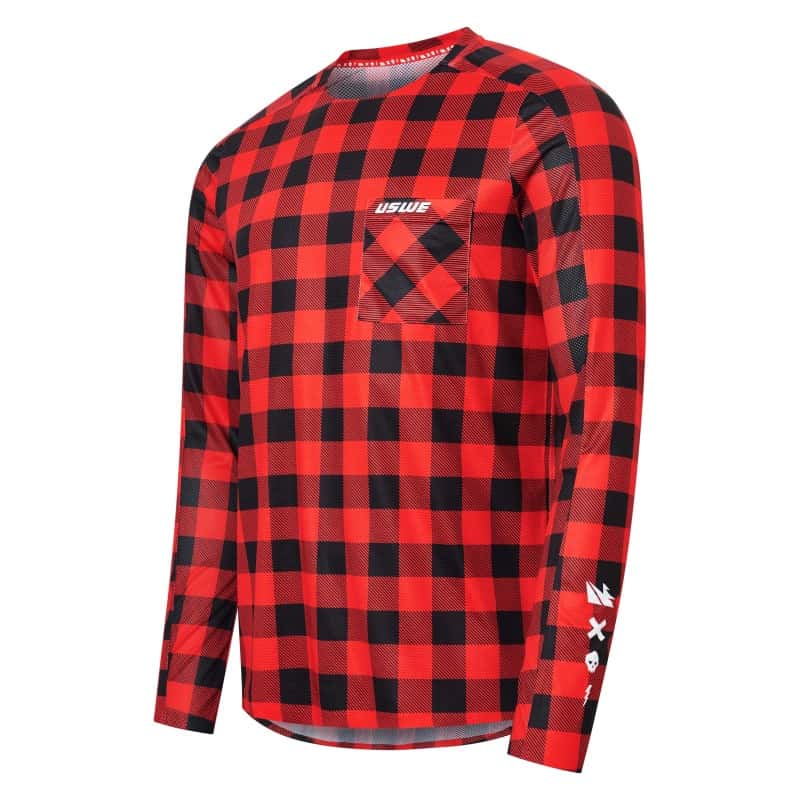 USWE — USWE Flannel Long Sleeve Lightweight Off-Road Jersey Flame Red - 2XL - view 1