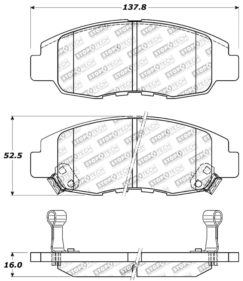 Stoptech — StopTech Performance 98-02 Honda Accord Coupe/Sedan 4cyl Rear Drum/Disc Front Brake Pads
Sprt Brk Pad W/Hdwr - view 8