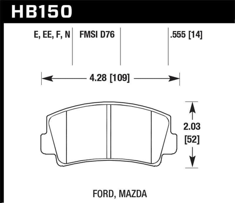 Hawk Performance — Hawk 79-84 Mazda B2000 / 70-74 RX-2 / 74-78 RX-4 / 79-85 RX-7 Blue 9012 Front Race Brake Pads
Disc Brake Pad - view 3
