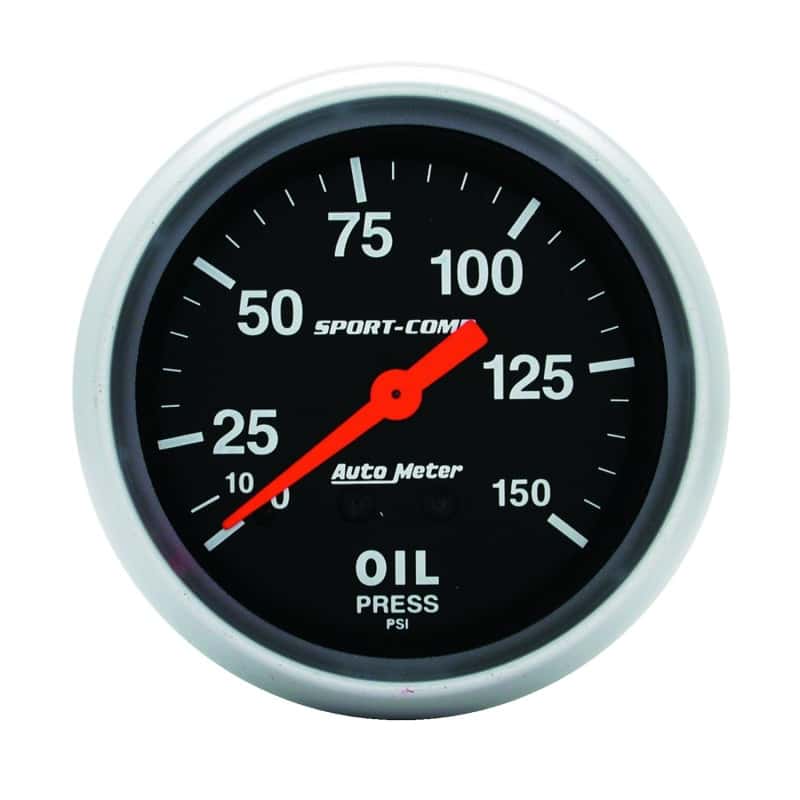 AutoMeter — AutoMeter Gauge Oil Pressure 2-5/8in. 150PSI Mechanical Sport-Comp
2-5/8" OIL PRESS, 0- - view 1