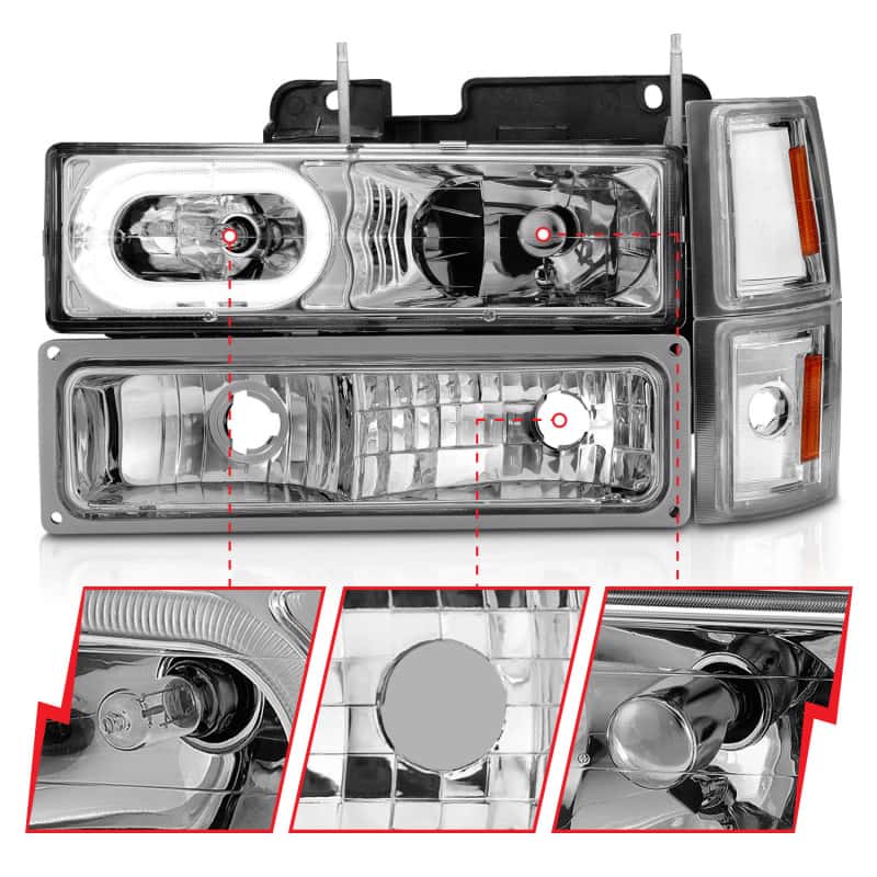 ANZO — ANZO 88-98 Chevrolet C1500 Crystal Headlights Chrome Housing w/ Signal and Side Marker Lights
Head Light Set
HdLtSet - view 4