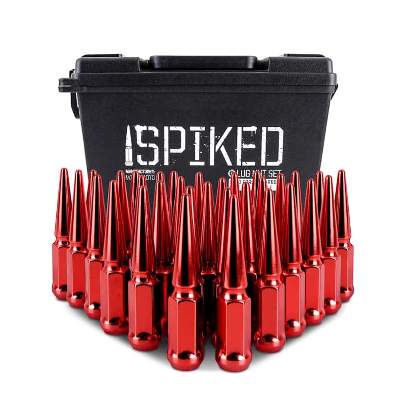 Mishimoto — Mishimoto Mishimoto Steel Spiked Lug Nuts M14 x 1.5 32pc Set Red
Spiked Lug Nuts - view 4