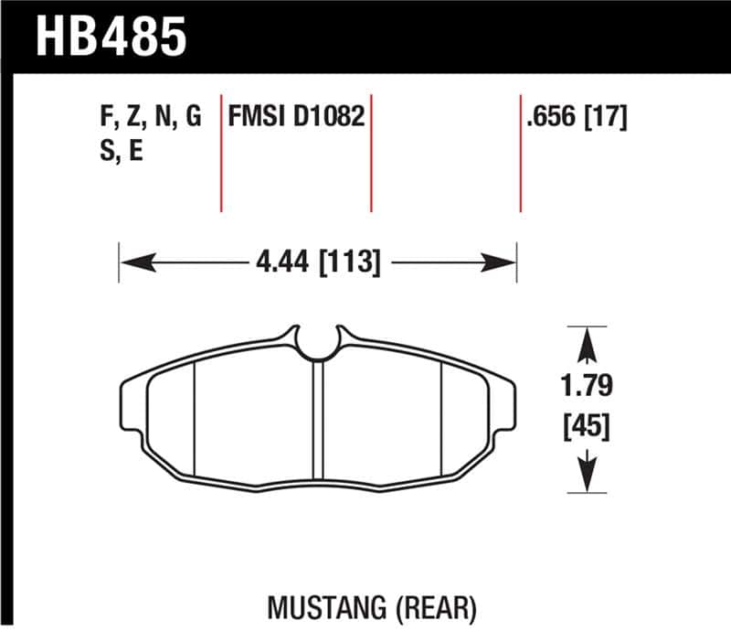 Hawk Performance — Hawk 05-07 Ford Mustang GT & V6 Performance Ceramic Street Rear Brake Pads
Disc Brake Pad - view 1