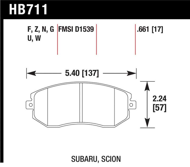 Hawk Performance — Hawk 13 Subaru BRZ / 13 Scion FR-S HP Plus Front Street Brake Pads
Disc Brake Pad - view 1