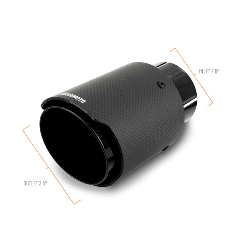 Mishimoto — Mishimoto 2x Carbon Fiber Muffler Tip 2.5in Inlet 3.5in Outlet Black
Exhaust Tip - view 2