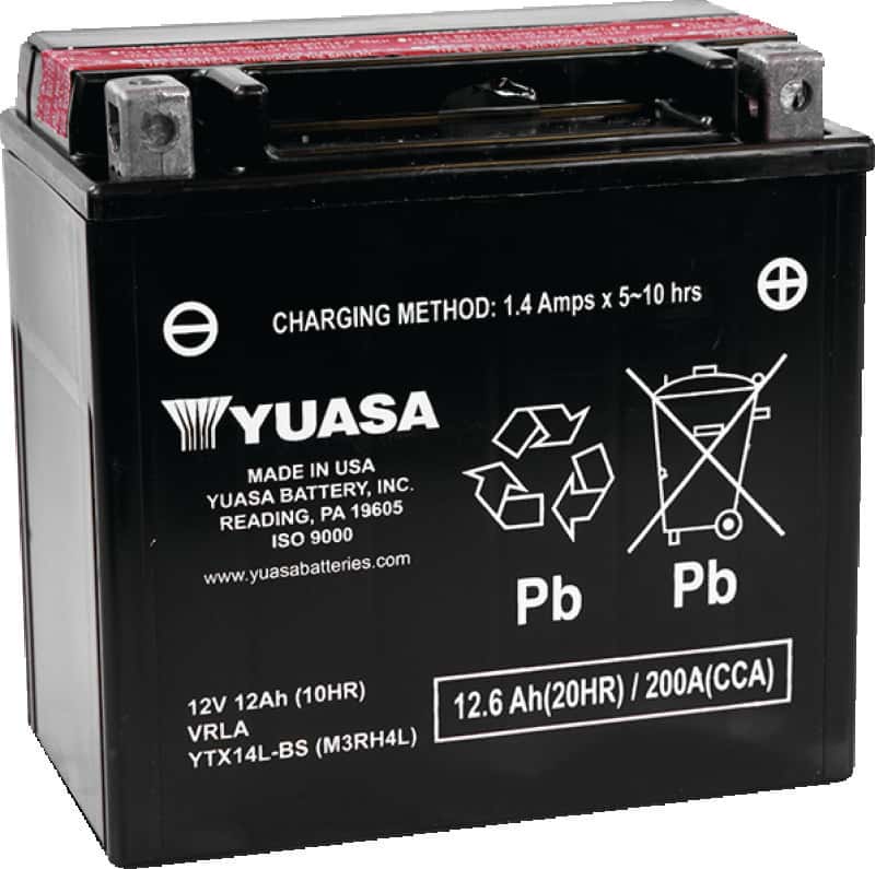Yuasa Battery — Yuasa YTX14L-BS Maintenance Free AGM 12-Volt Battery w/Bottle - view 1