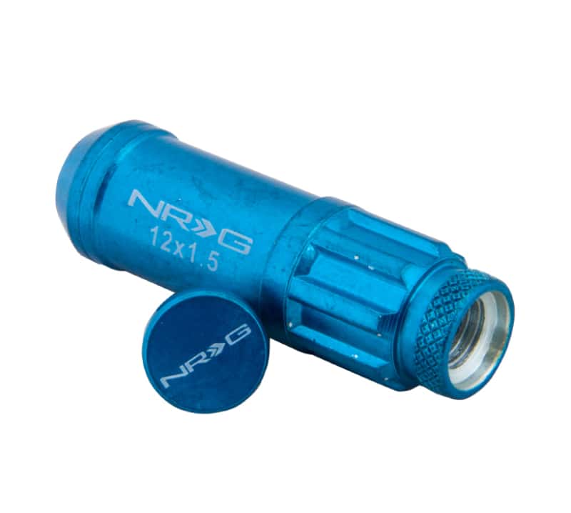 NRG — NRG 700 Series M12 X 1.5 Steel Lug Nut w/Dust Cap Cover Set 21 Pc w/Locks & Lock Socket - Blue - view 3