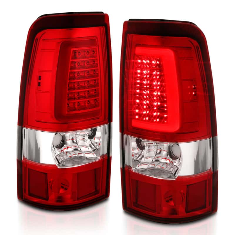 ANZO — ANZO 2003-2006 Chevy Silverado 1500 LED Taillights Plank Style Chrome With Red/Clear Lens - view 16