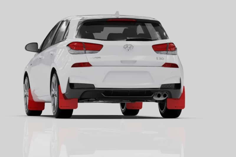 Rally Armor — Rally Armor 19-21 Hyundai Elantra GT N Line/i30 Black UR Mud Flap w/White Logo
Mud Flap - view 5