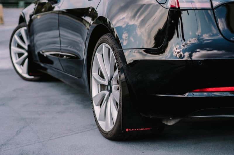 Rally Armor — Rally Armor 17-23 Tesla Model 3 Black UR Mud Flap w/White Logo
Mud Flap - view 4