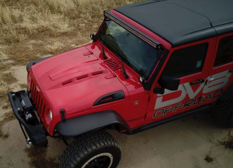 DV8 Offroad — DV8 Offroad 07-18 Jeep Wrangler JK Metal Heat Dispersion Hood - Primer Black - view 13