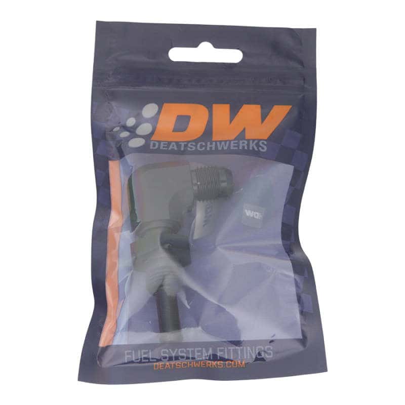 DeatschWerks — DeatschWerks 6AN Male Flare to 5/16in Male Barb Bulkhead Adapter 90-Degree - Anodized Matte Black
Lines & Fittings - view 2