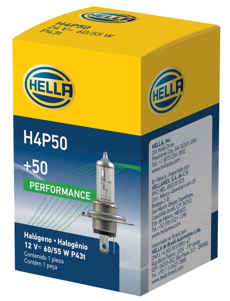 Hella — Hella Bulb H4 12V 60/55W P43t T4.625 +50
H4P50 Halogen Bulb - view 6