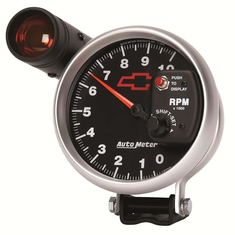 AutoMeter — Autometer GM Bowtie Black 5in 10000 RPM Pedestal Electronic Tachometer w/ Ext Shift Light
5" TACH, 10,000 RPM, - view 3