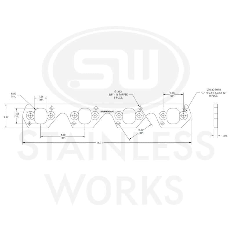 Stainless Works — Stainless Works SBF Wide Rectangular Port Header Adapter 304SS Exhaust Flanges 1-7/8in-2in Primaries
HFSBFBTADAPT

Header Flange - view 5