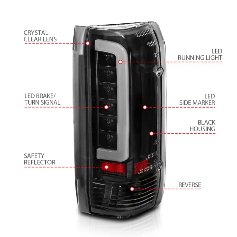 ANZO — ANZO 1987-1996 Ford F-150 LED Taillights Black Housing Clear Lens (Pair) - view 9