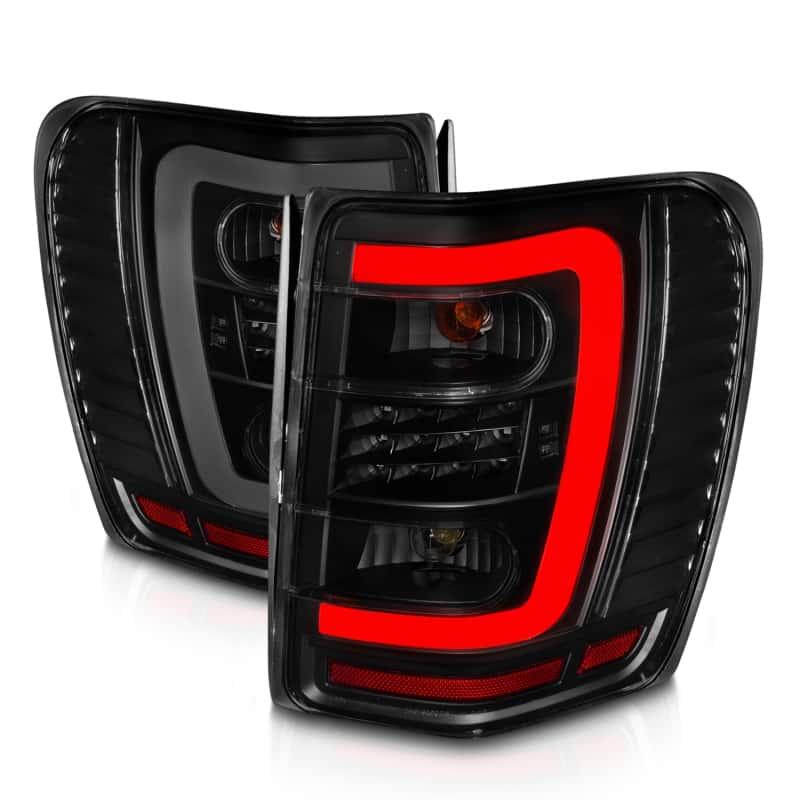 ANZO — ANZO 1999-2004 Jeep Grand Cherokee LED Tail Lights w/ Light Bar Black Housing Smoke Lens - view 14