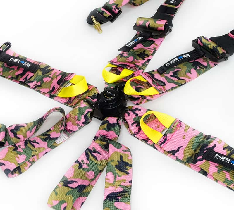 NRG — NRG FIA 6pt 2in. Shoulder Belt for HANS Device/ Rotary Cam Lock Buckle/ 3in. Waist Belt - Pink Camo - view 2