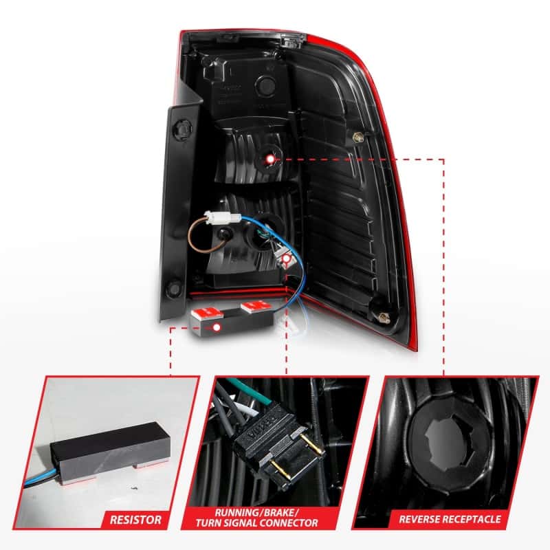 ANZO — ANZO 07-17 For Expedition LED Taillights w/ Light Bar Chrome Housing Red/Clear Lens - view 5