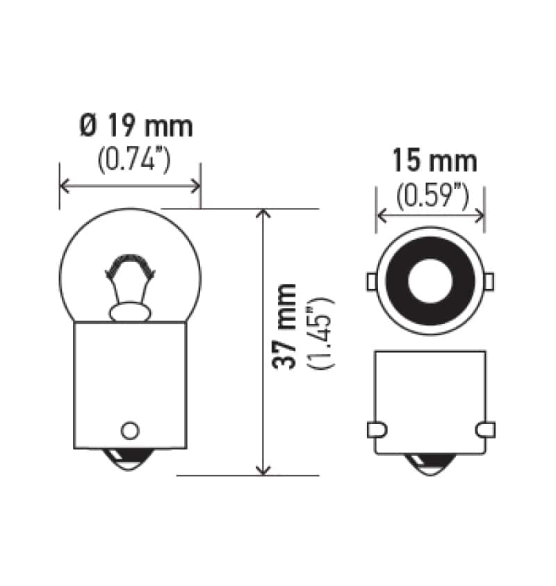 Hella — Hella Bulb 5007 12V 5W Ba15S B6 Sb
5007SB Incan Bulb - view 3