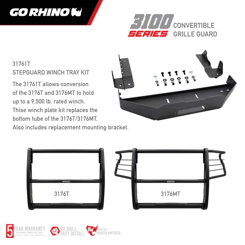 Go Rhino — Go Rhino 19-20 Chevrolet Silverado 1500 3000 Extreme Series StepGuard - Textured Black
3100 Grille Guard - view 9