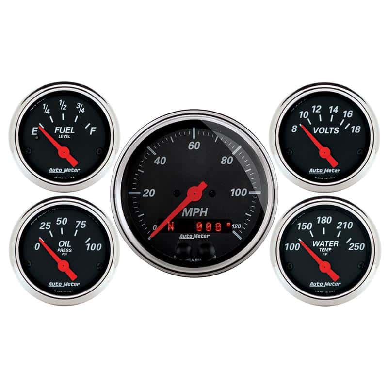 AutoMeter — Autometer Designer Black Dash Kit 5pc MPH / Fuel / Oil / WTMP / Volt
GA KT 5PC GPS SPD DB - view 1