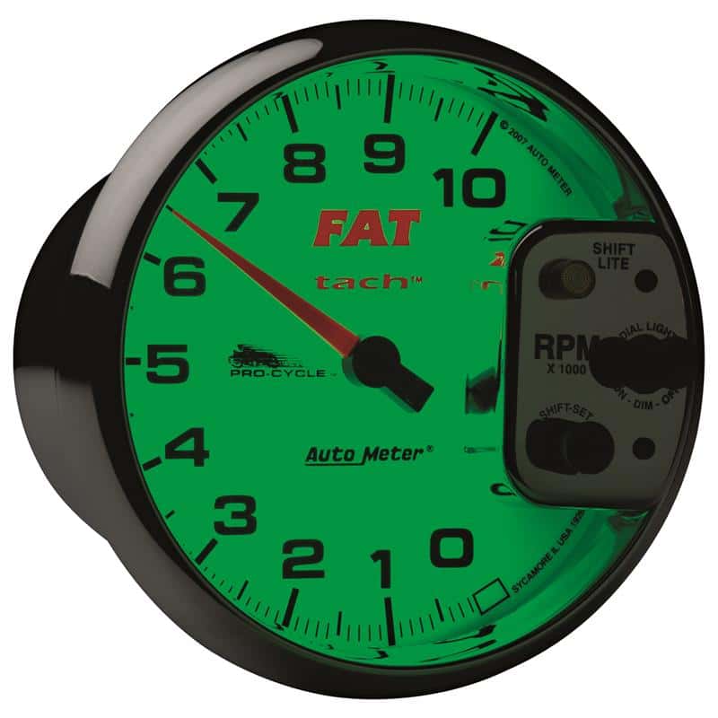 AutoMeter — Autometer Pro-Cycle Gauge Tach 5in 10K Rpm Shift- Lite 2&4 Cylinder White Fat Tach
5" 10KRPM SL FAT PC - view 2