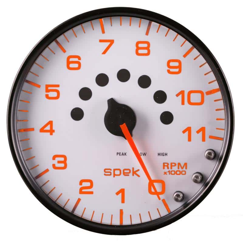 AutoMeter — Autometer Spek-Pro Gauge Tachometer 5in 11K Rpm W/Shift Light & Peak Mem White/Black
GA 5" 11KRPM WCB SPK - view 5