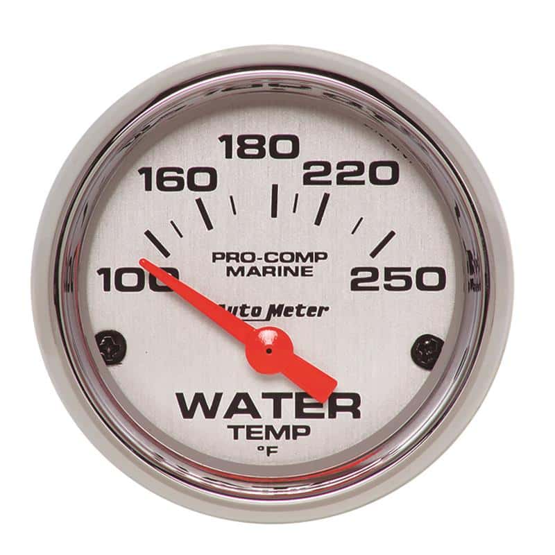 AutoMeter — Autometer Marine Chrome Ultra-Lite 2-1/16in 100-250 Degrees Electric Water Temperature Gauge
GA 2" WT 250F E MC - view 1