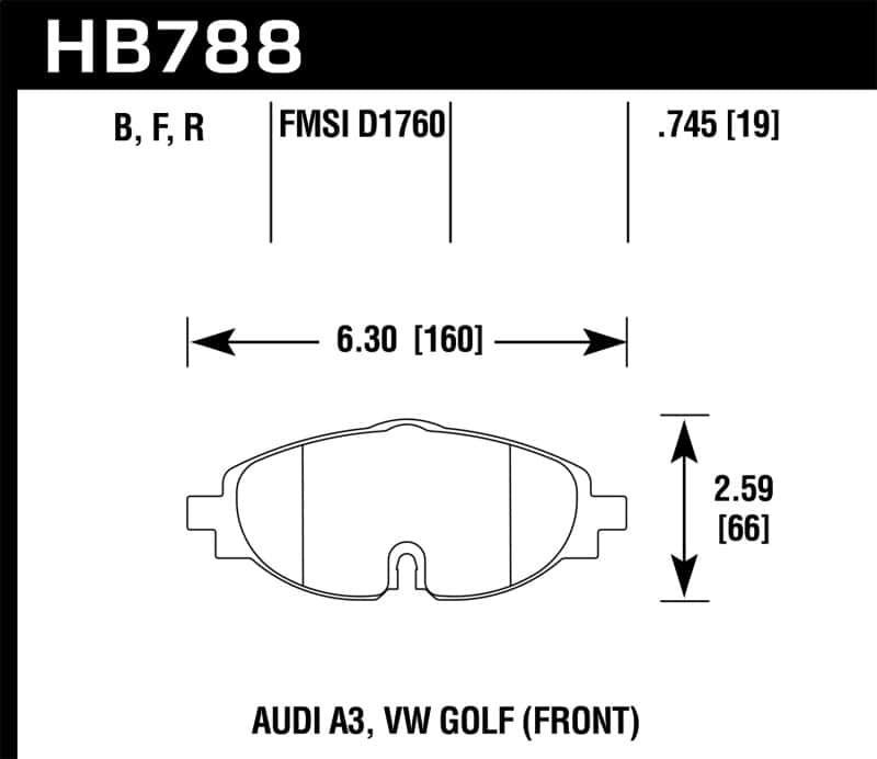 Hawk Performance — Hawk 15-17 VW Golf / Audi A3/A3 Quattro HPS Street Front Brake Pads
Disc Brake Pad - view 1
