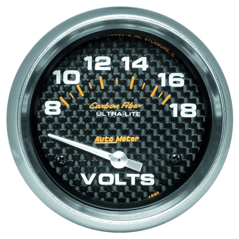 AutoMeter — Autometer Carbon Fiber 2-5/8in 18V Electric Voltmeter Gauge
GA 2.6" VOLT CF - view 1