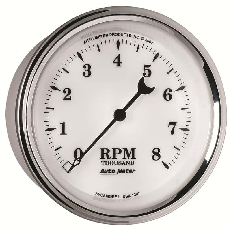 AutoMeter — AutoMeter Gauge Tachometer 3-3/8in. 8K RPM In-Dash Old Tyme White II
3-3/8" TACH, 8,000 R - view 6