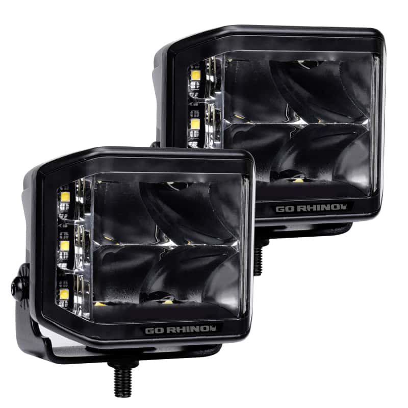 Go Rhino — Go Rhino Xplor Blackout Series Cube LED Sideline Spot Light Kit (Surface Mount) 4x3 - Blk (Pair)
BLK-Sideline Lights - view 2