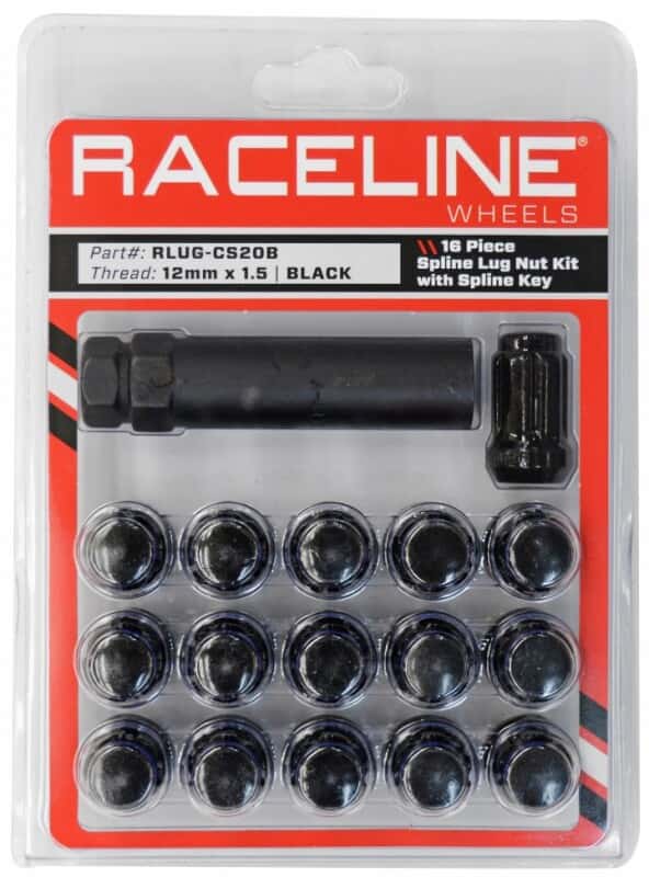 Raceline — Raceline Spline Lug Nut Kit with Spline Key 12 x 1.5 - 16 Pack - Black - view 2