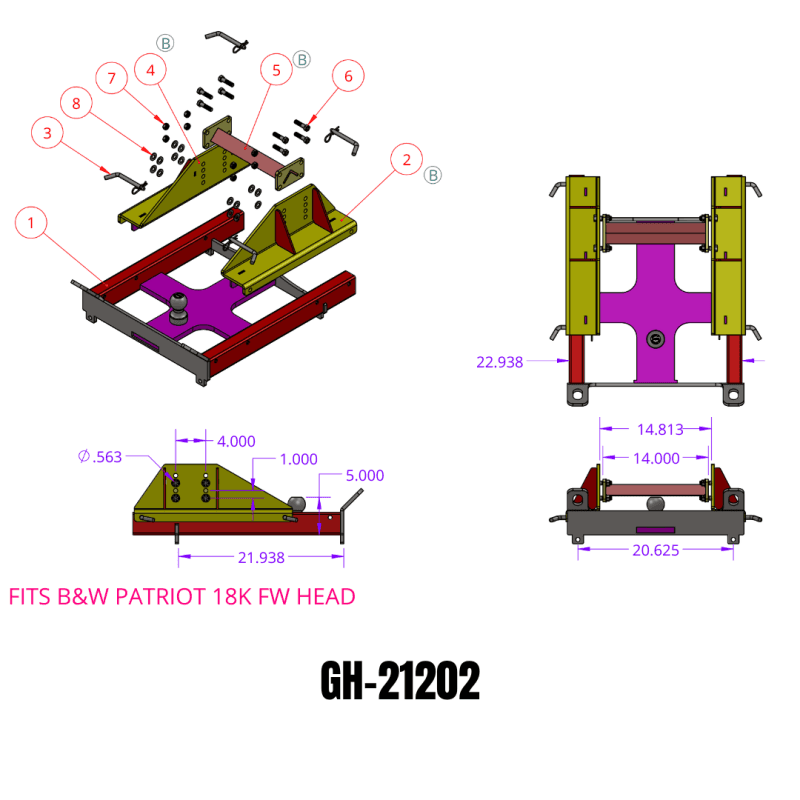 GEN-Y Hitch — Gen-Y Advantage 5th Wheel Gooseneck Combo Hitch 25K Towing (B&W Patriot 5th Wheel Head)
Combo Hitch - view 3