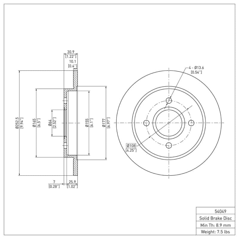 DFC — DFC 01-19 Ford Fiesta (USA/Canada) Rear GeoSPEC Coated Rotor
DFC Brake Rotor - view 6