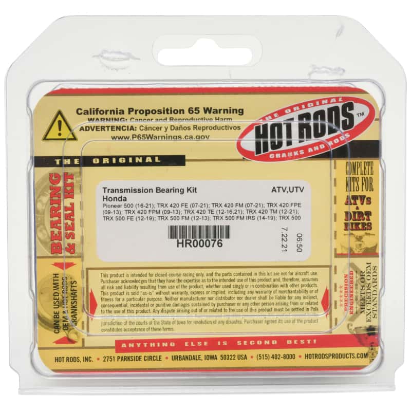Hot Rods — Hot Rods 16-21 Pioneer 500/07-21 TRX 420 FE/07-21 TRX 420 FM Transmission Bearing Kit - view 3