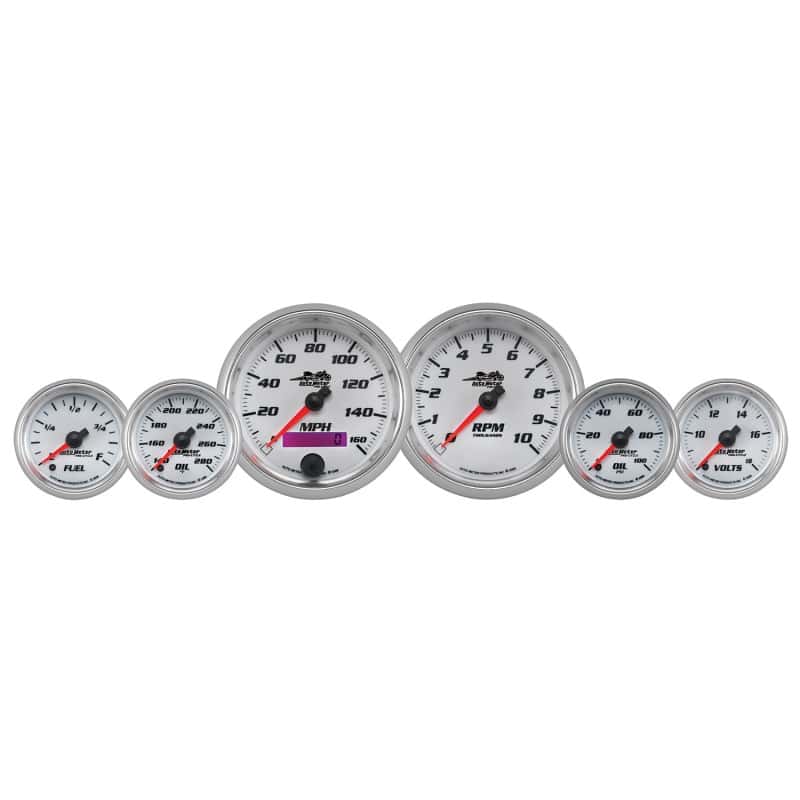 AutoMeter — Autometer Pro-Cycle Gauge Kit 6 Pc. Kit 3 3/8in & 2 1/16in Bagger White
GA 6PC KIT BAG PC C2 - view 1