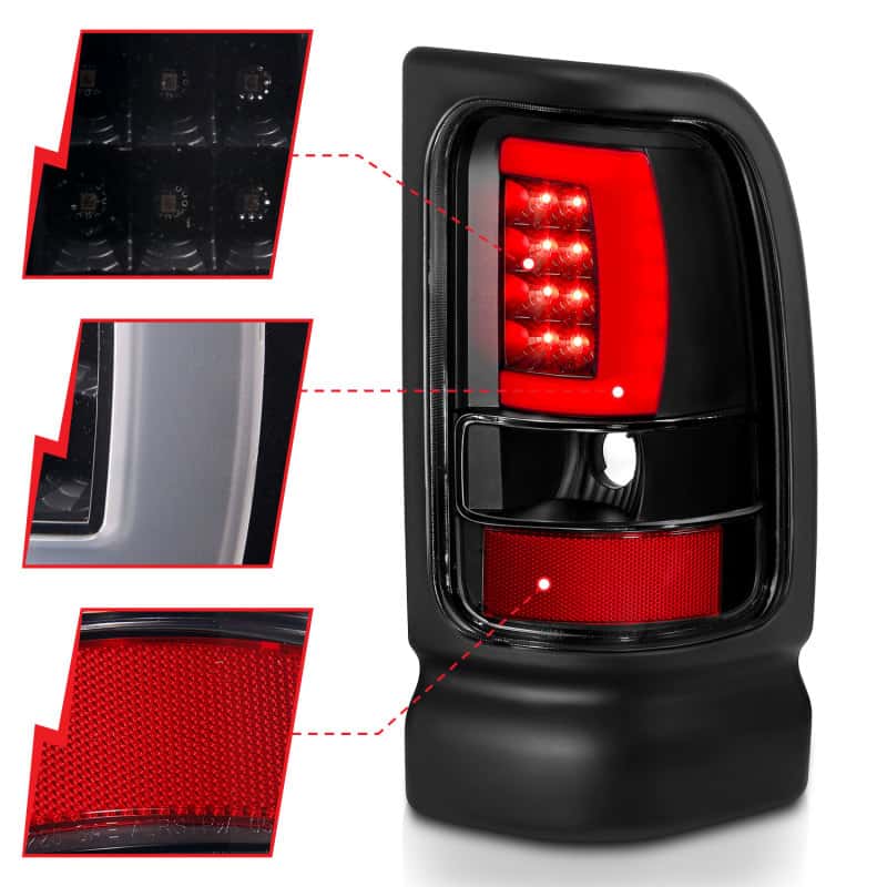 ANZO — ANZO 1994-2001 Dodge Ram 1500 LED Taillights Plank Style Black w/Clear Lens - view 4