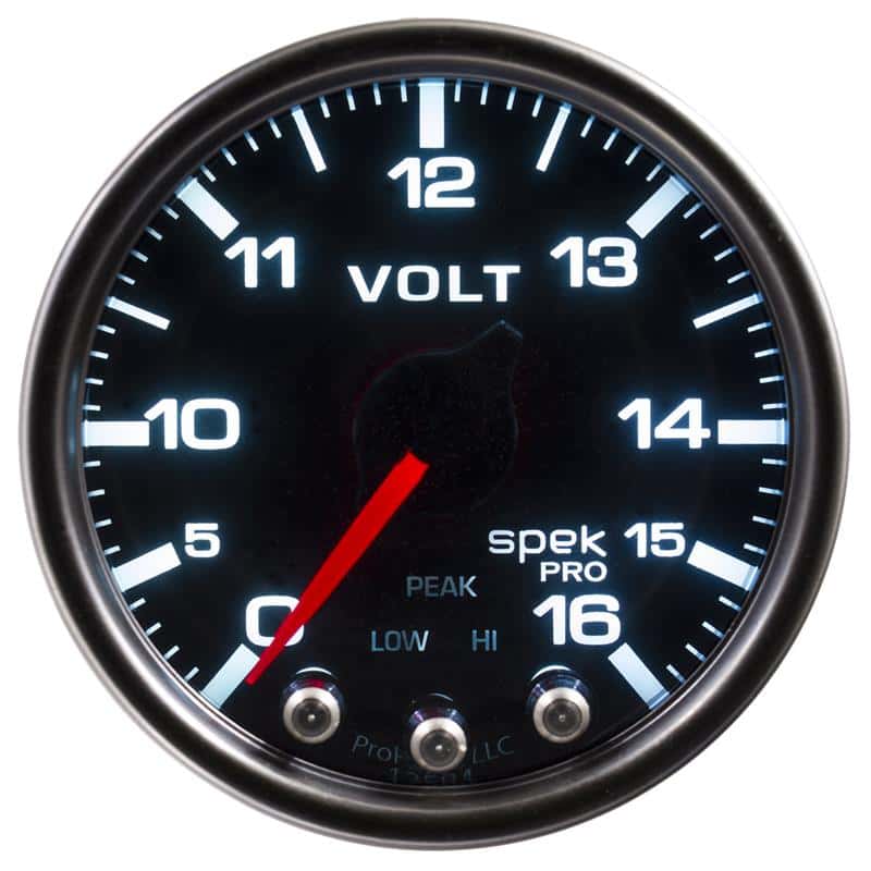 AutoMeter — Autometer Spek-Pro Gauge Voltmeter 2 1/16in 16V Stepper Motor W/Peak & Warn Blk/Smoke/Blk
GA 2" VOLT BSB SPEK - view 1