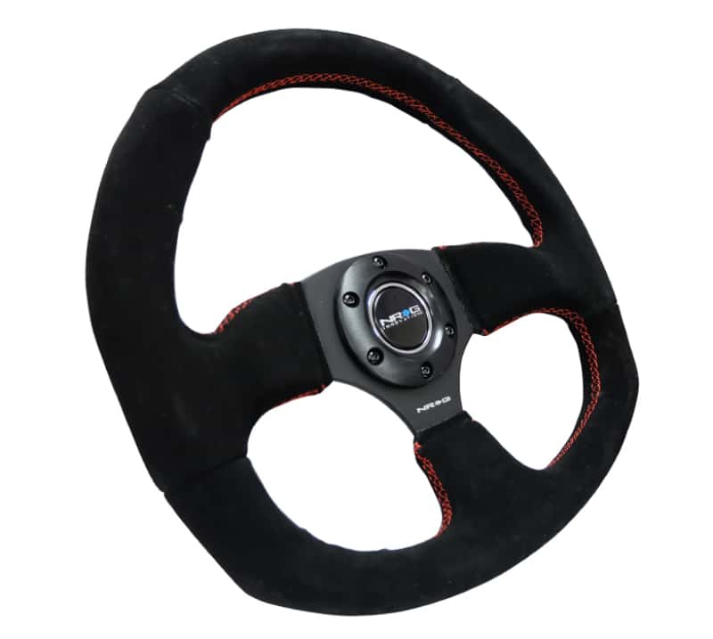 NRG — NRG Reinforced Steering Wheel (320mm Horizontal / 330mm Vertical) Suede w/Red Stitch - view 2