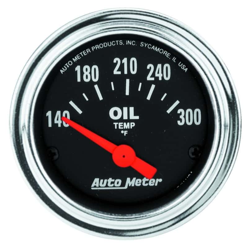 AutoMeter — Autometer Traditional Chrome 52mm 140-300 Degree F Short Sweep Electrical Oil Temperature Gauge
2" OIL TEMP, 140-300 - view 2