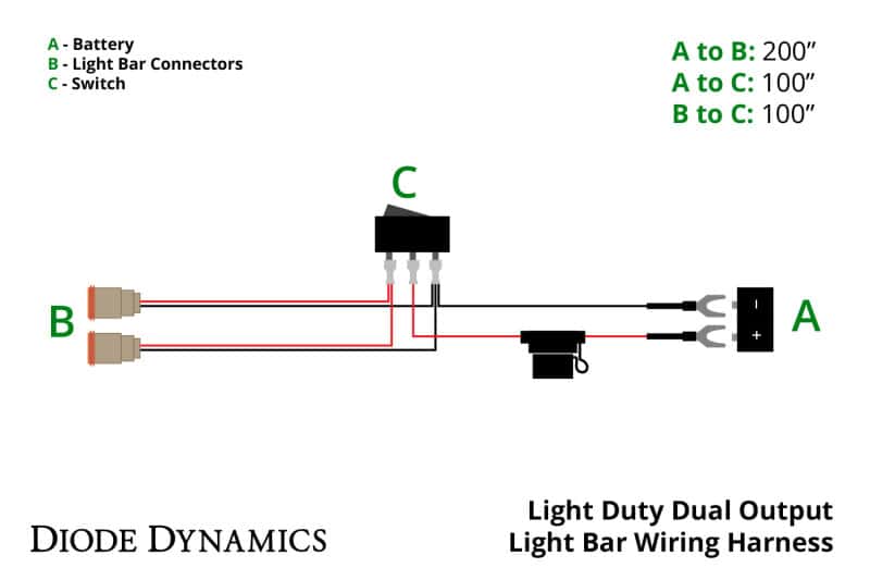 Diode Dynamics — Diode Dynamics Light Duty Dual Output Light Bar Wiring Harness - view 2