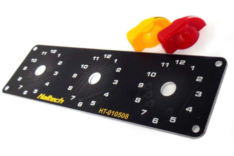 Haltech — Haltech Triple Switch Panel Kit w/Yellow & Red Knobs
Accessories - view 1