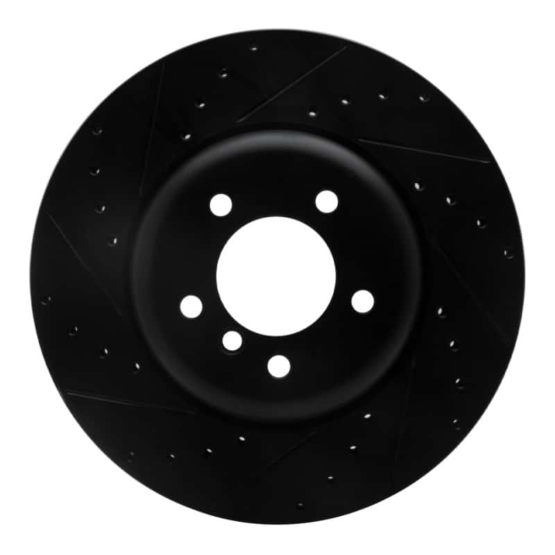 R1 Concepts — R1 04-10 BMW 550I Front Left Drilled & Slotted Black Brake Rotor
R1 Brake Rotor Drill - view 1